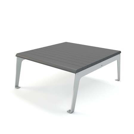 Frog Furnishings Gray 42" Plaza Table with Silver Frame PB 42GRASFPLZTB